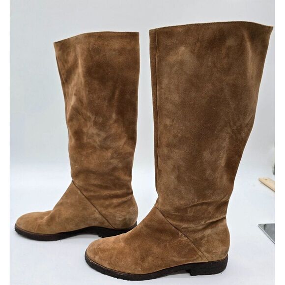 Vintage Michael Kors Brown Suede Knee-High Boots With Rubber Soles sz 8.5 - Picture 1 of 10